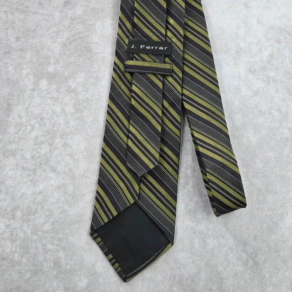 J. Ferrar USA Black Gold Striped Geometric Repp Executive Silk Neck Tie Men's - Picture 3 of 6